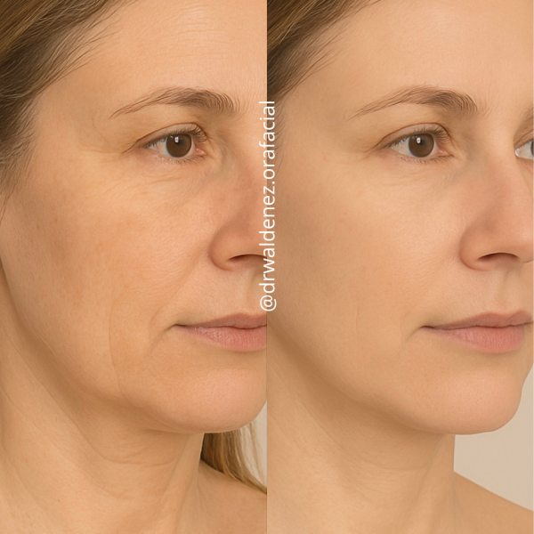 Foto do antes e depois de uma paciente que realizou Peeling com o Dr Waldenez