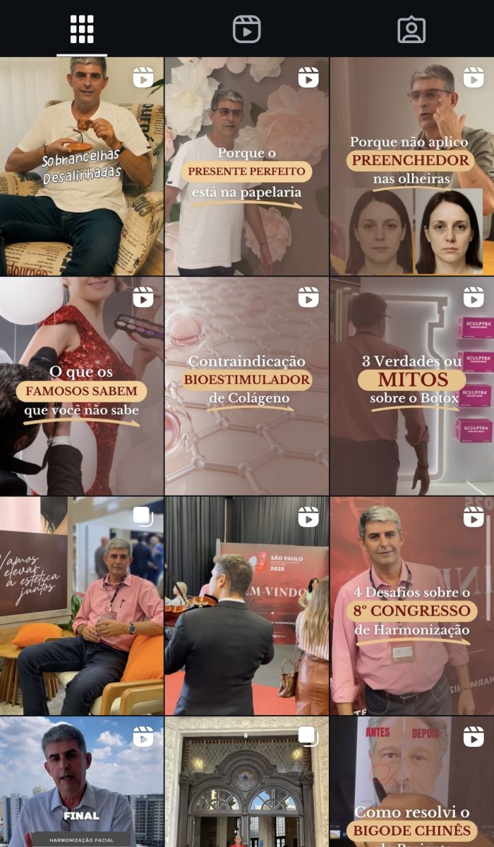 Print de uma parte dos conteúdos que possuem no perfil do instagram do Dr Waldenez
