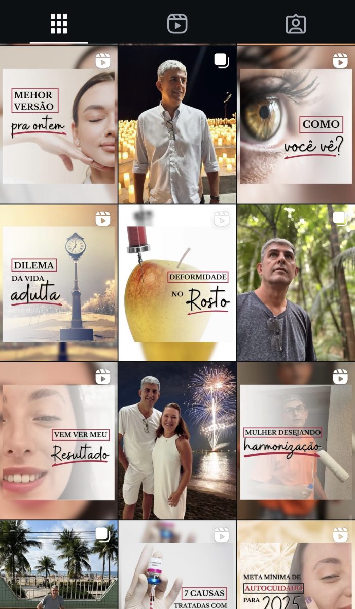 Print de uma parte dos conteúdos que possuem no perfil do instagram do Dr Waldenez